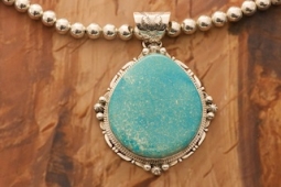 Genuine Kingman Turquoise Sterling Silver Pendant and Necklace Set